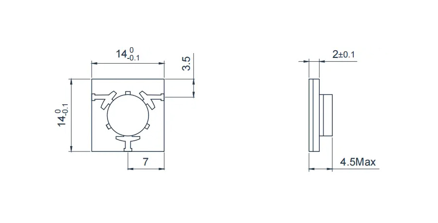 2.7–4.0 GHz microstrip circulator mechanical appearance and reference drawing