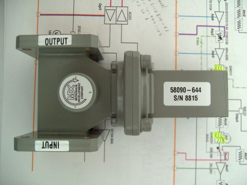 Waveguide microwave circulator with matched load attached to one port