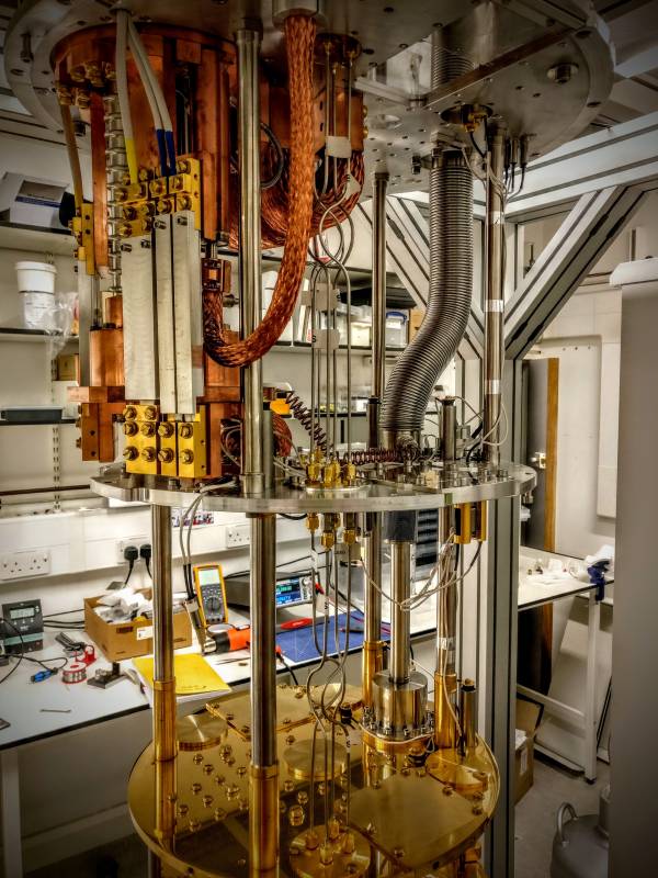 Dilution refrigerator used in quantum experiments