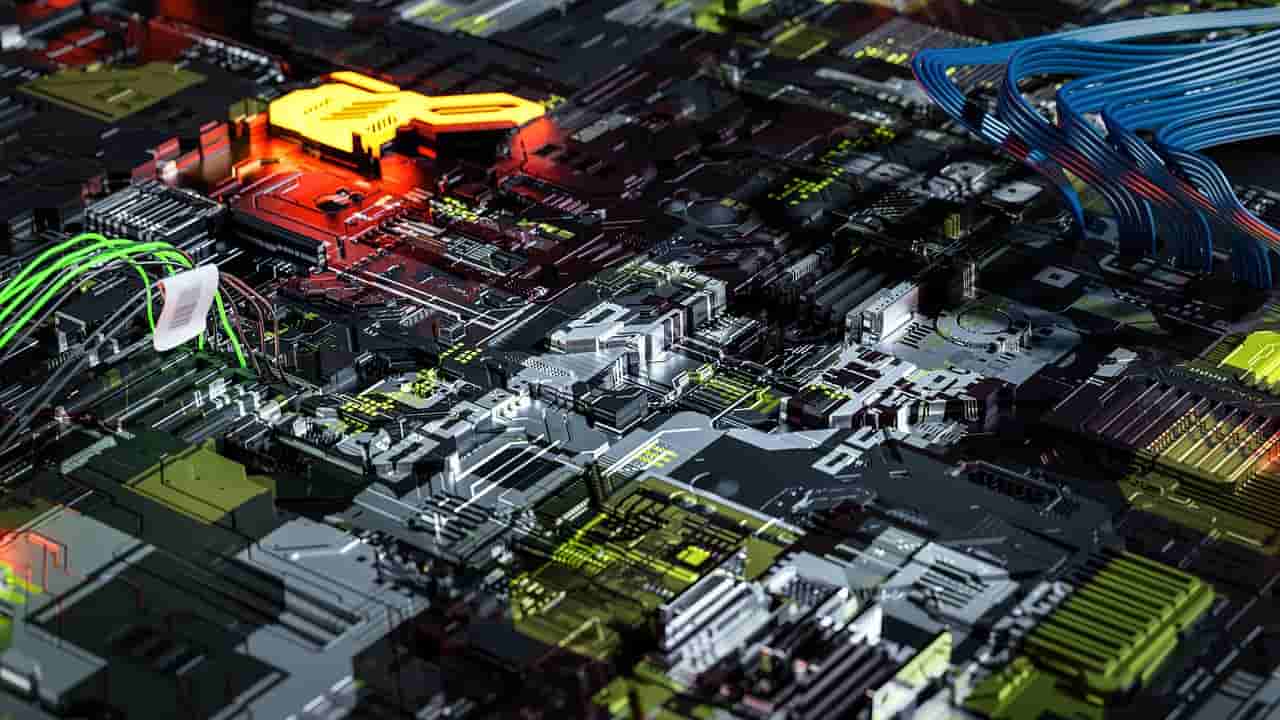 High-density electronic circuit board representing compact RF and microwave systems