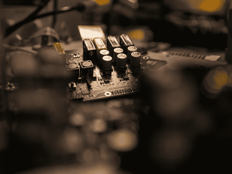 Microwave PCB close-up for RF circulator layout