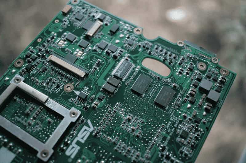 Close-up of the circuit board