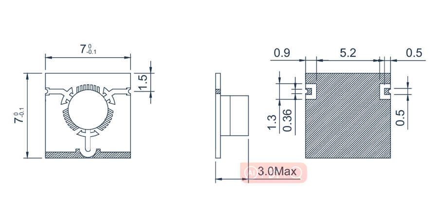 SMT microstrip isolator 8–12 GHz package dimensions (HzBeat)