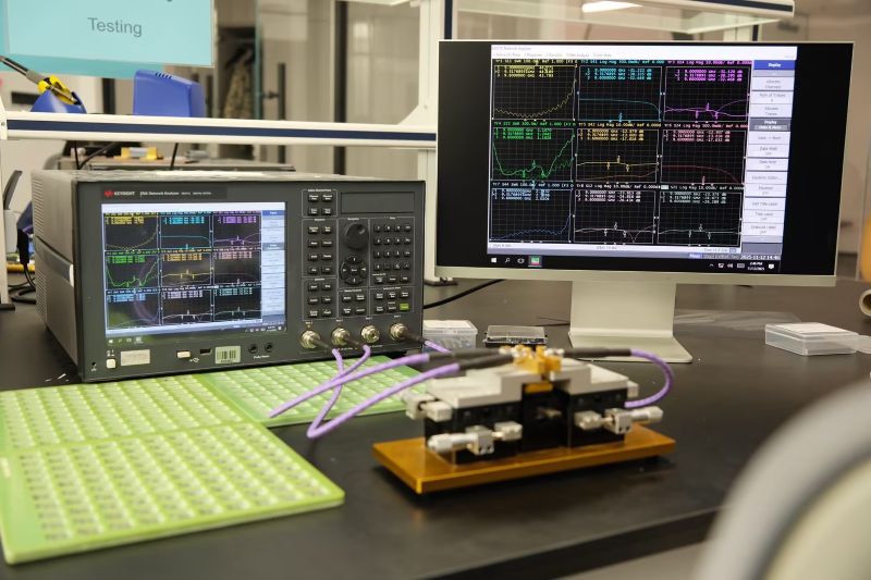 HzBeat RF circulator testing on a vector network analyzer bench