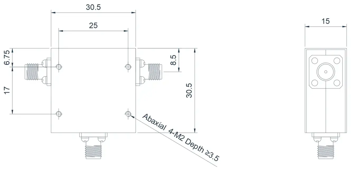 2.0~6.0GHz Geniş Bant Koaksiyel Sirkülatör Görünümü