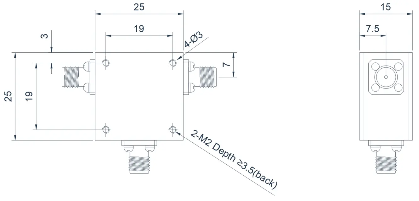 3.0~6.0GHz  Broadband Coaxial Circulator Appearance