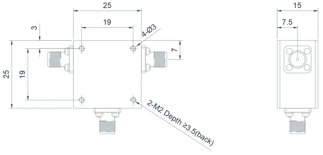3.0~6.0GHz Geniş Bant Koaksiyel Sirkülatör Görünümü