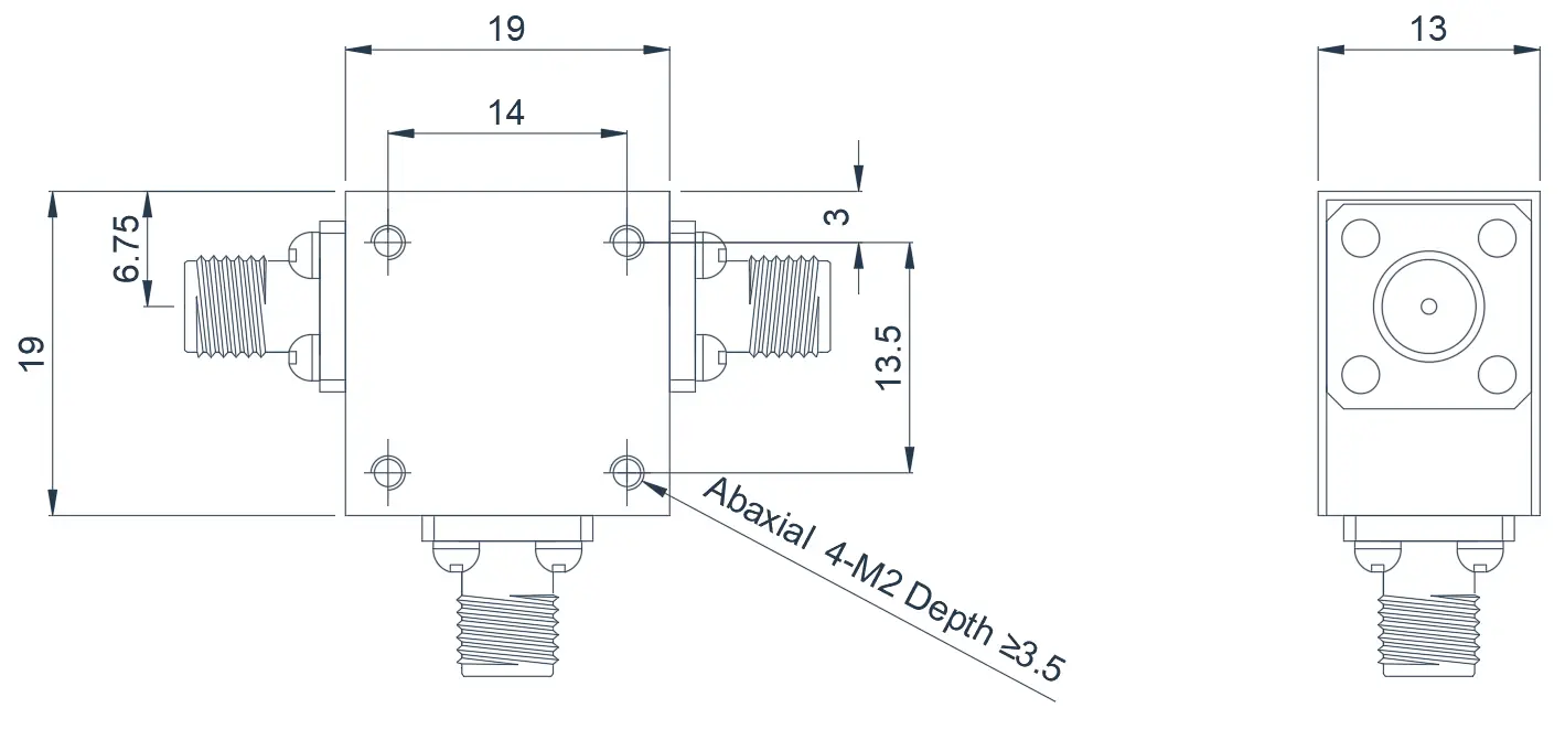 4.0~8.0GHz  Broadband Coaxial Circulator Appearance