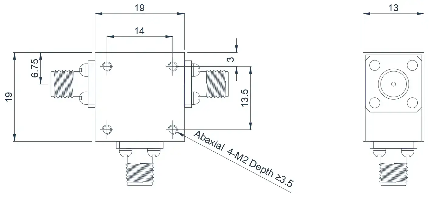 4.0~8.0GHz Geniş Bant Koaksiyel Sirkülatör Görünümü