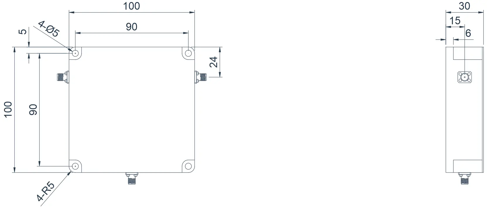 0.1~0.4GHz Typical Coaxial Circulator Appearance