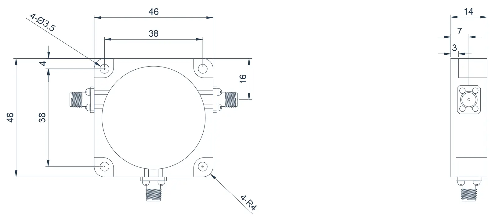 0.4~1.0GHz  Typical Coaxial Circulator Appearance