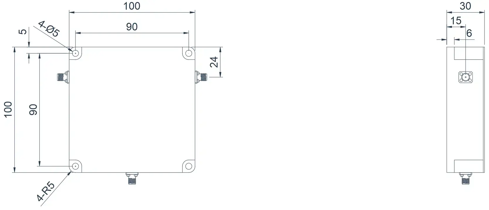 0.1~0.4GHz Geniş Bant Koaksiyel Sirkülatör Görünümü