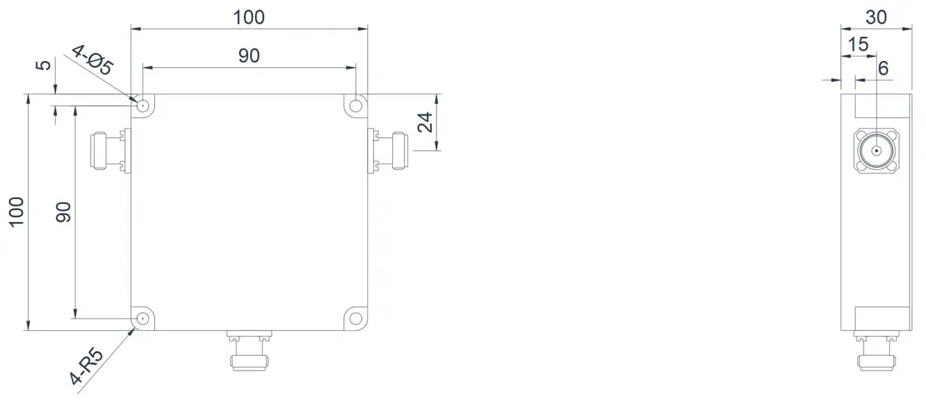 0.1~0.4GHz Yüksek Güçlü Koaksiyel Sirkülatör Görünümü