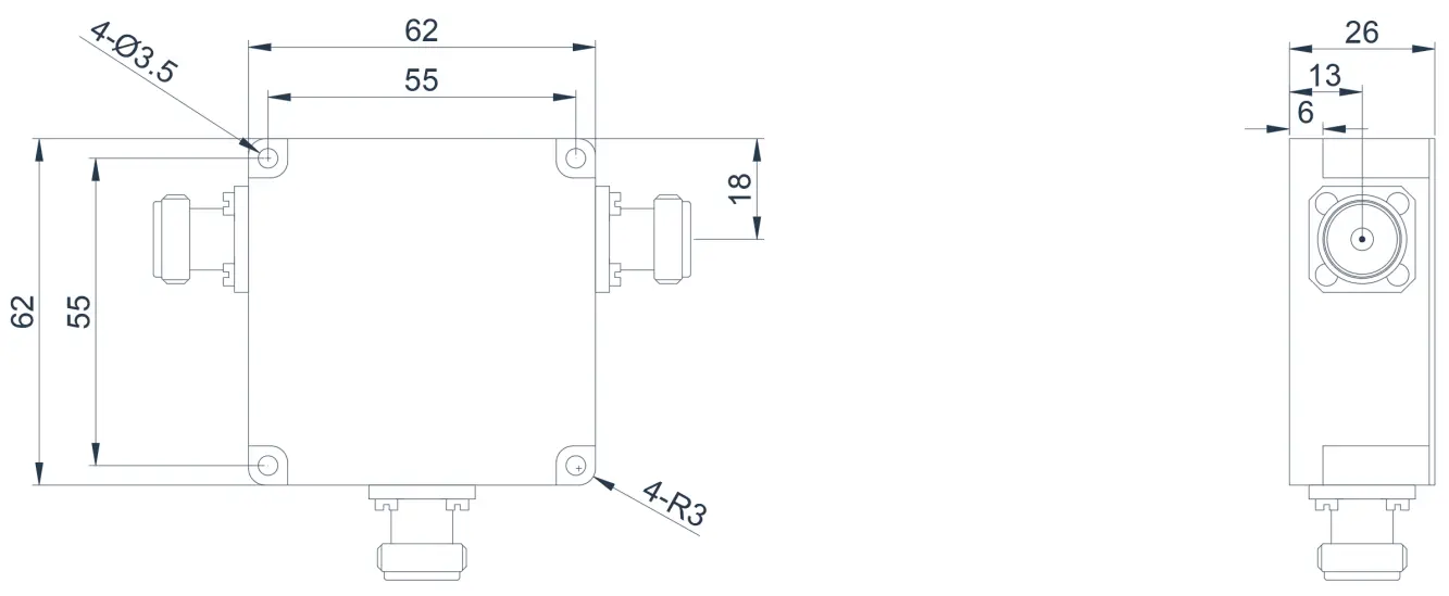 0.2~0.6GHz High Power Coaxial Circulator Appearance