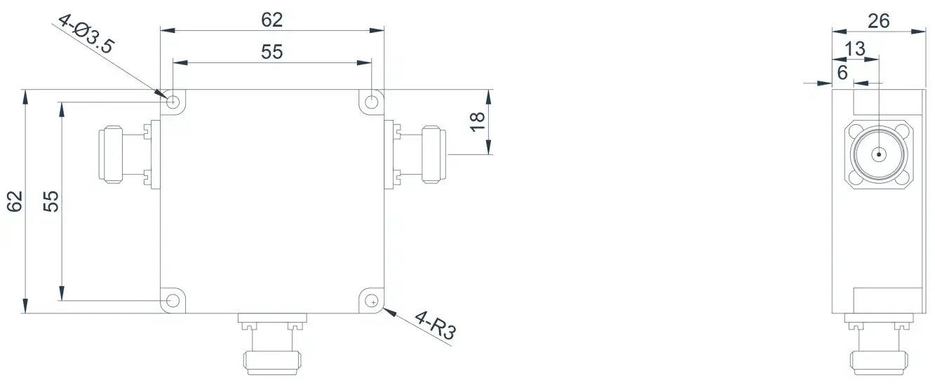 0.2~0.6GHz Yüksek Güçlü Koaksiyel Sirkülatör Görünümü