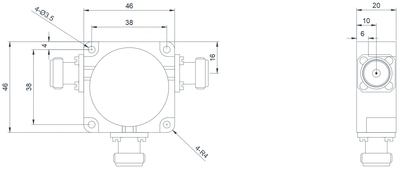 0.4~1.0GHz  Typical Coaxial Circulator Appearance