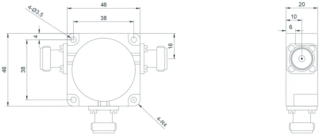 0.4~1.0GHz Tipik Koaksiyel Sirkülatör Görünümü