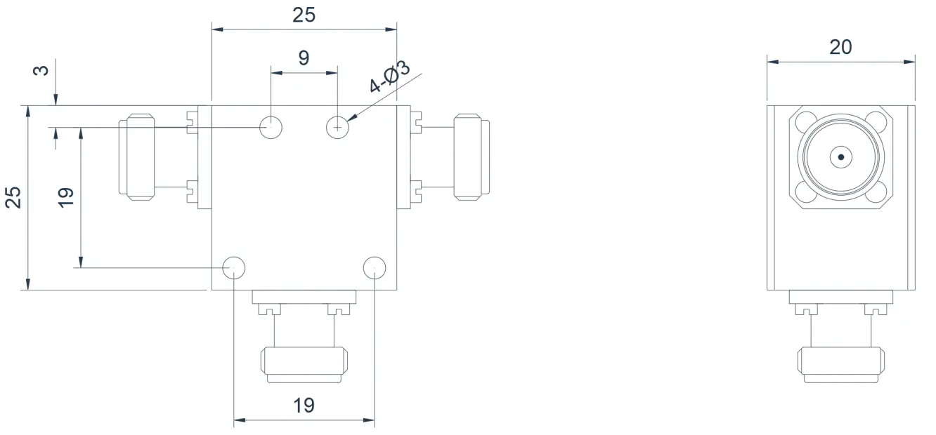 0.8~2.5GHz  Typical Coaxial Circulator Appearance