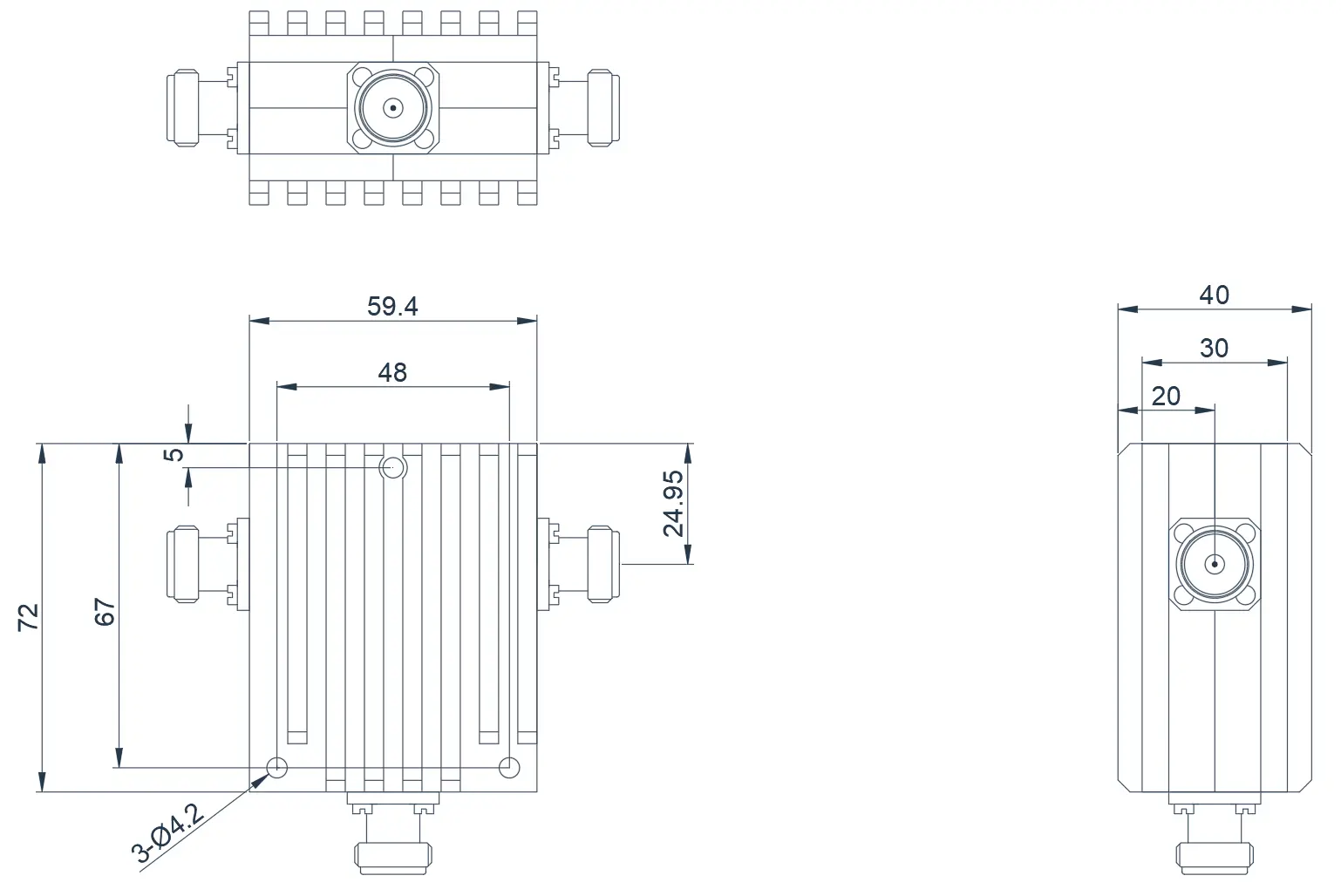 2.0~4.0GHz  High Power Coaxial Circulator