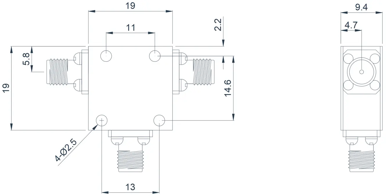 1.5~3.5GHz   Typical Coaxial Circulator Appearance
