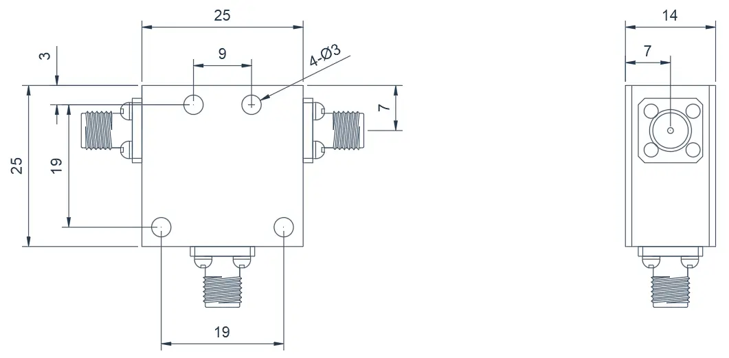 0.8~2.5GHz   Typical Coaxial Circulator Appearance