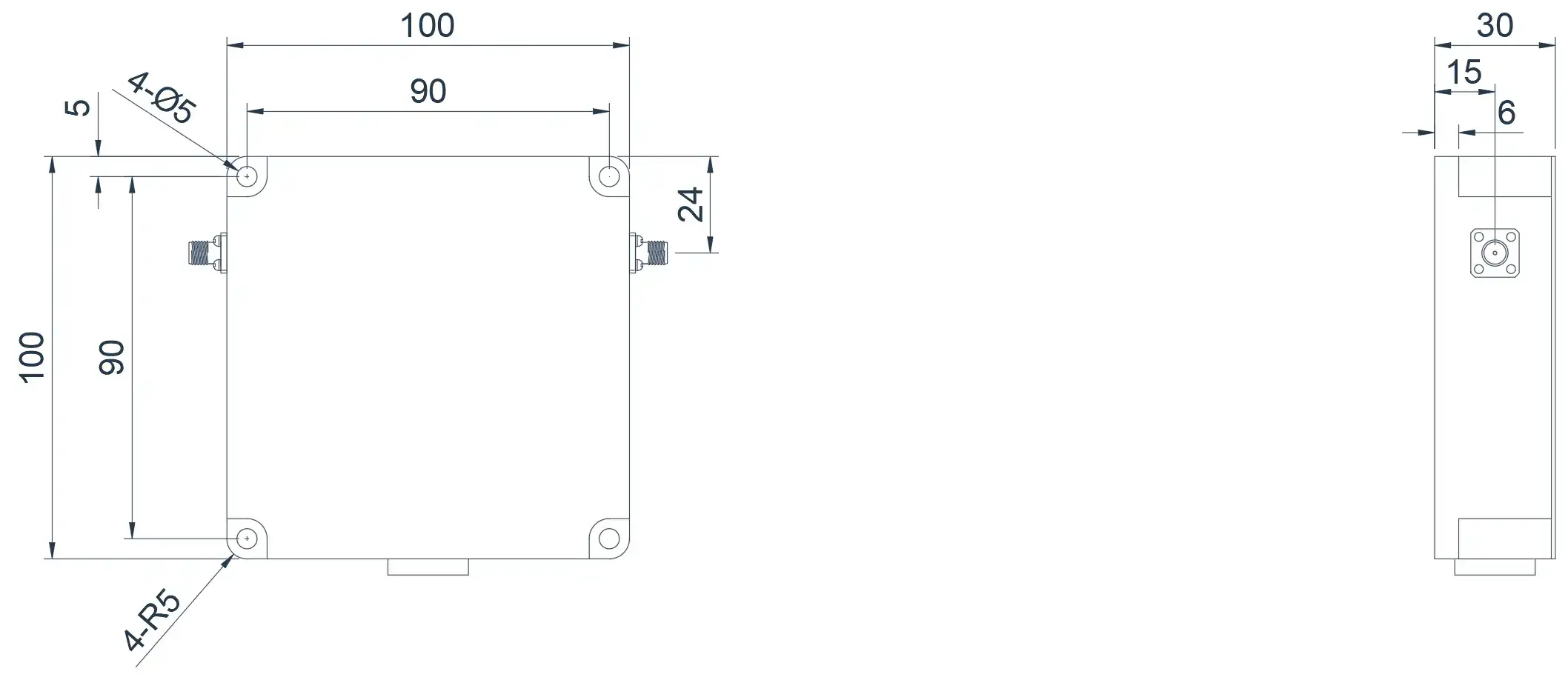 0.1~0.4GHz Geniş Bant Koaksiyel İzolatör Görünümü