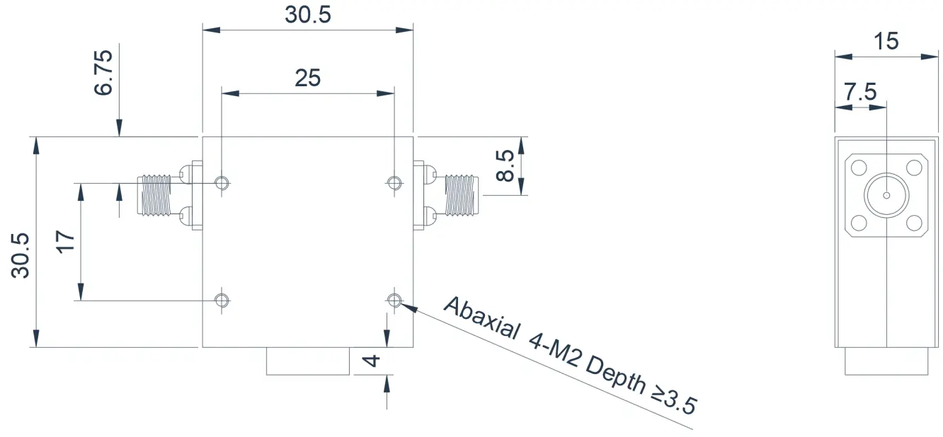 2.0~6.0GHz  Broadband Coaxial Isolator Appearance