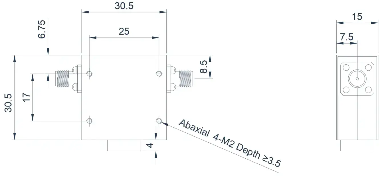 2.0~6.0GHz Geniş Bant Koaksiyel İzolatör Görünümü
