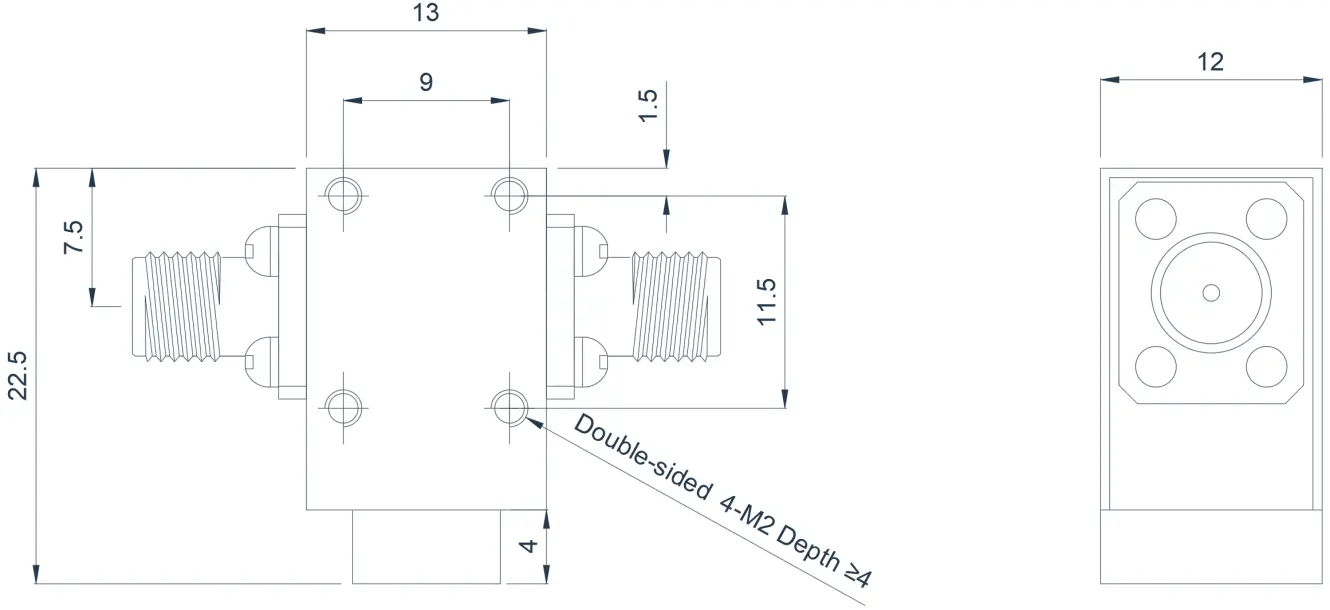8.0~19.0GHz  Typical Coaxial Isolator Appearance