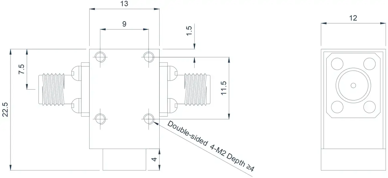 8.0~19.0GHz Tipik Koaksiyel İzolatör Görünümü