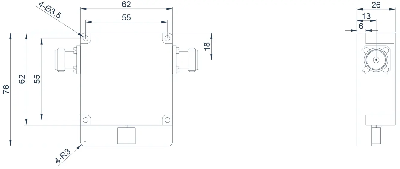 0.2~0.5GHz  High Power Coaxial Isolator Appearance