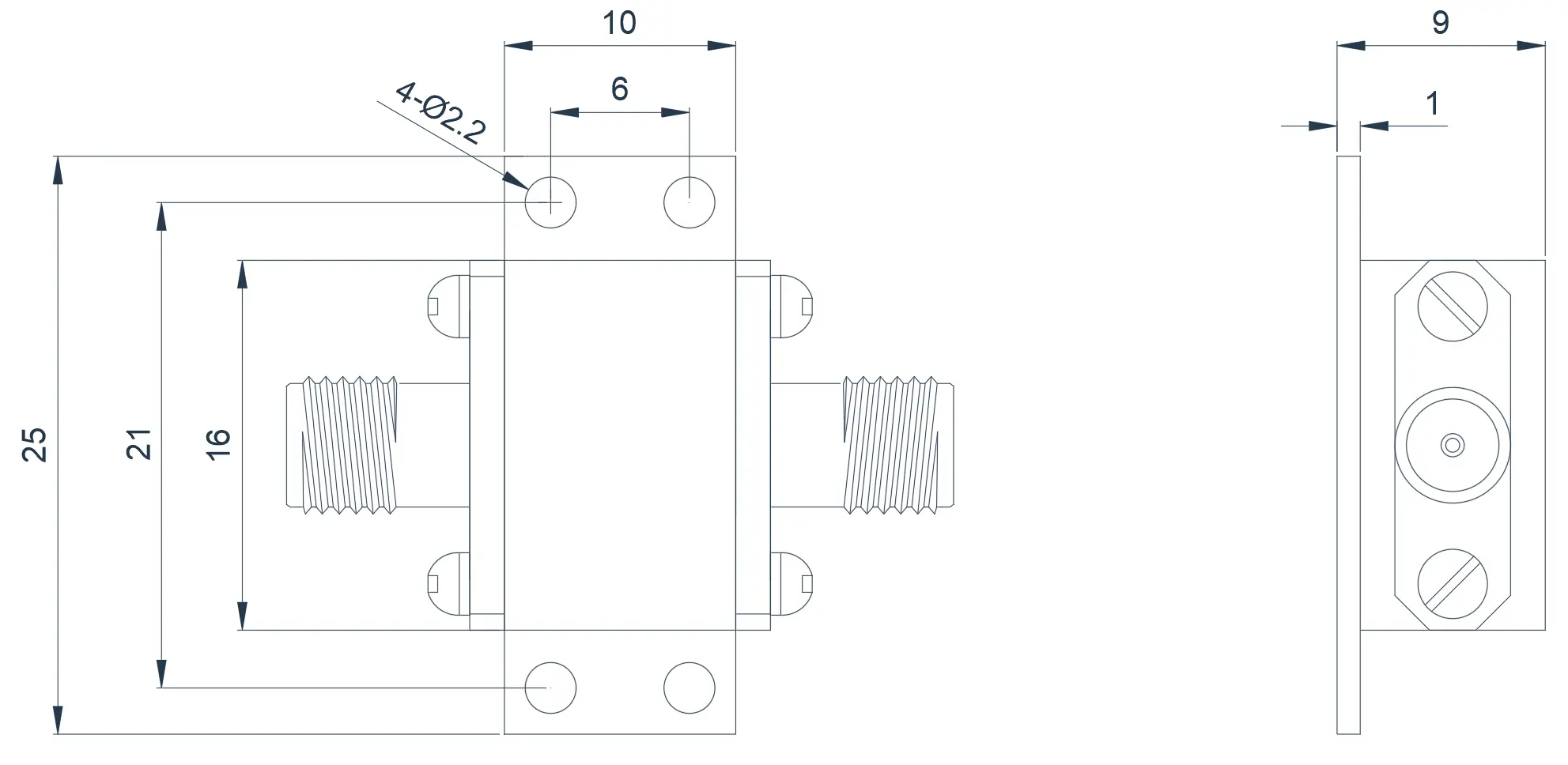 18.0~40.0GHz  Typical Coaxial Isolator Appearance