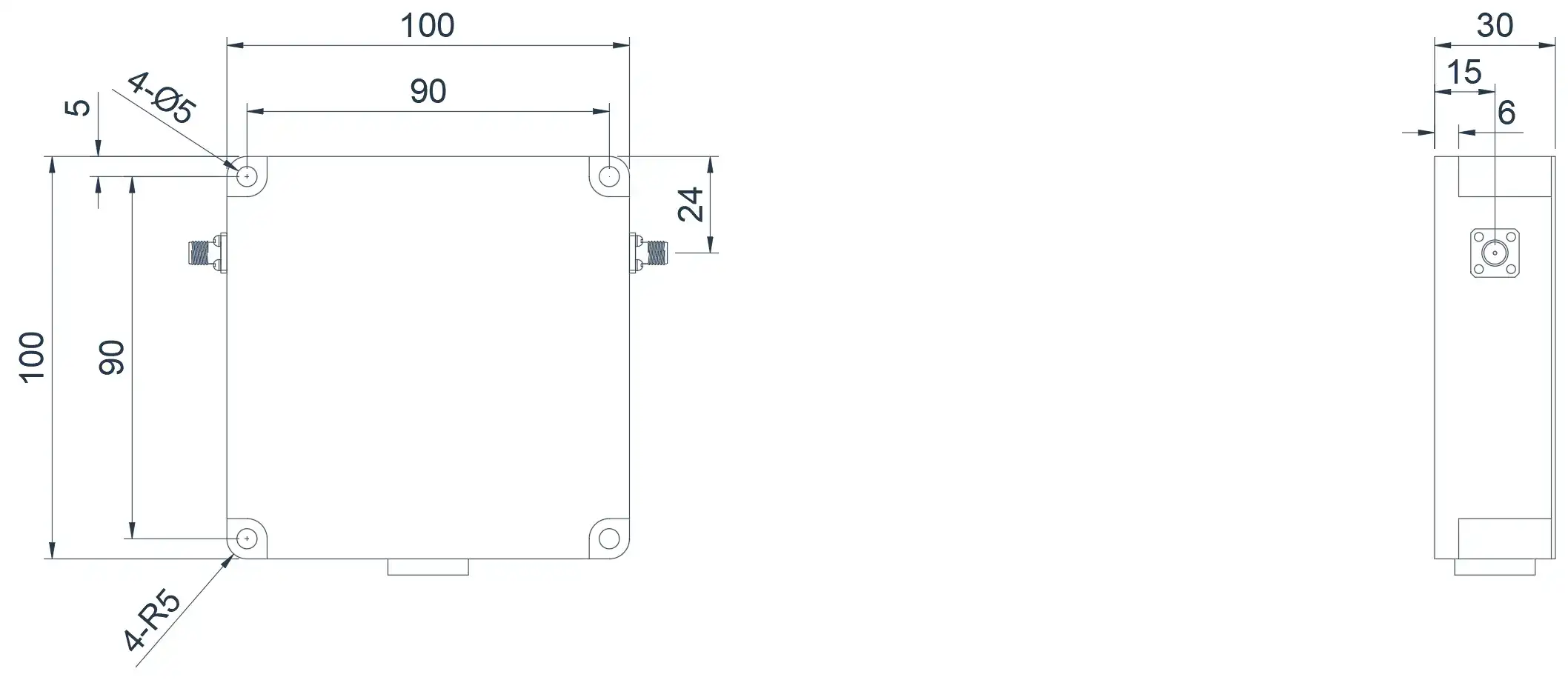 0.1~0.4GHz Tipik Koaksiyel İzolatör Görünümü