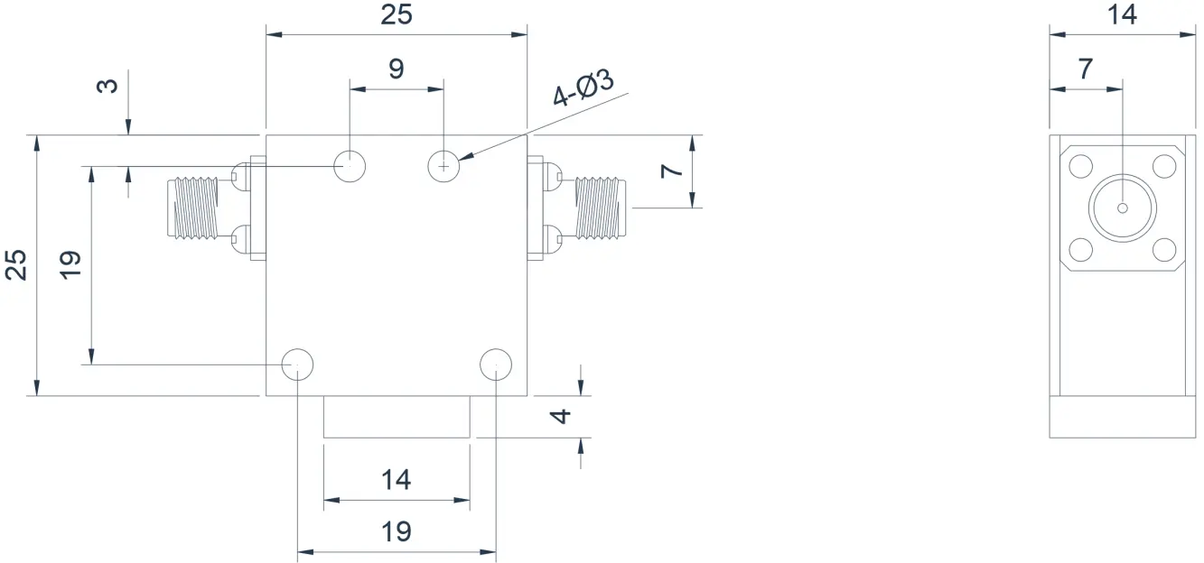 1.5~3.5GHz  Typical Coaxial Isolator Appearance