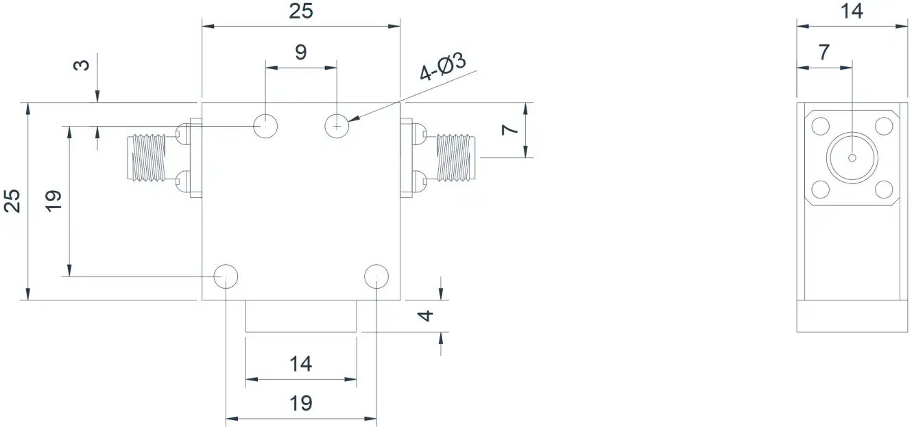 1.5~3.5GHz Tipik Koaksiyel İzolatör Görünümü