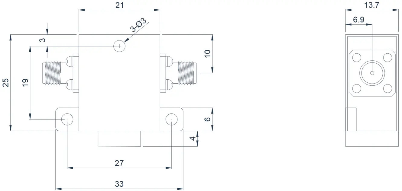 3.0~5.0GHz  Typical Coaxial Isolator Appearance