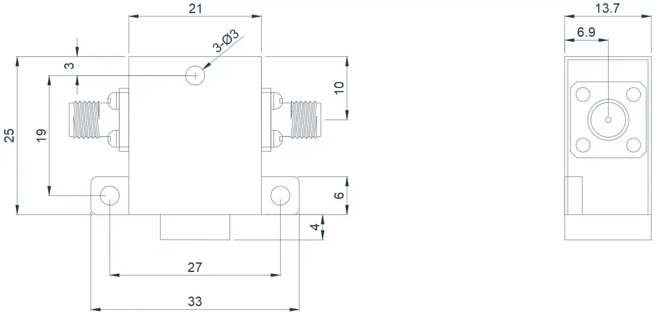 3.0~5.0GHz Tipik Koaksiyel İzolatör Görünümü