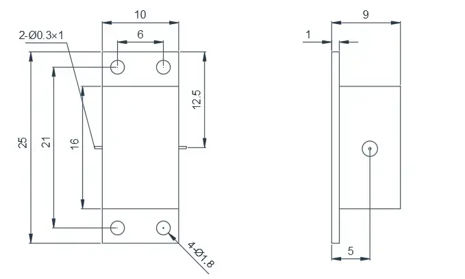 18.0~40.0GHz Tipik Drop-in İzolatör Görünümü