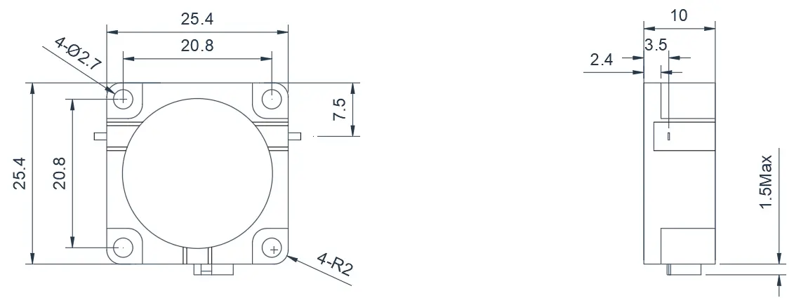 0.8~3.5GHz Typical Drop-in Isolator Appearance