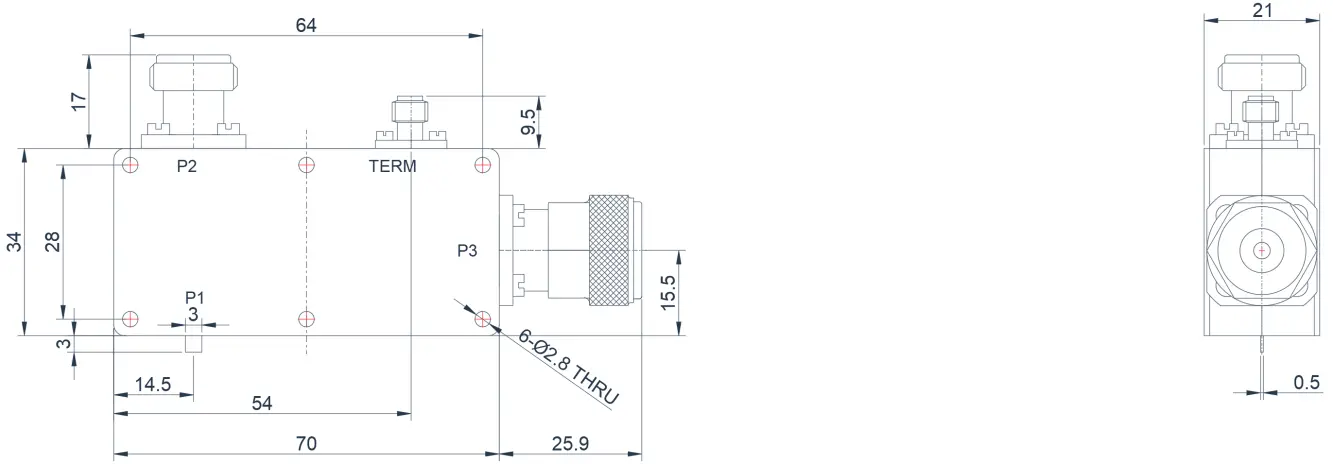 2.9~3.4GHz  High Power Coaxial Dual-Junction Circulator Appearance