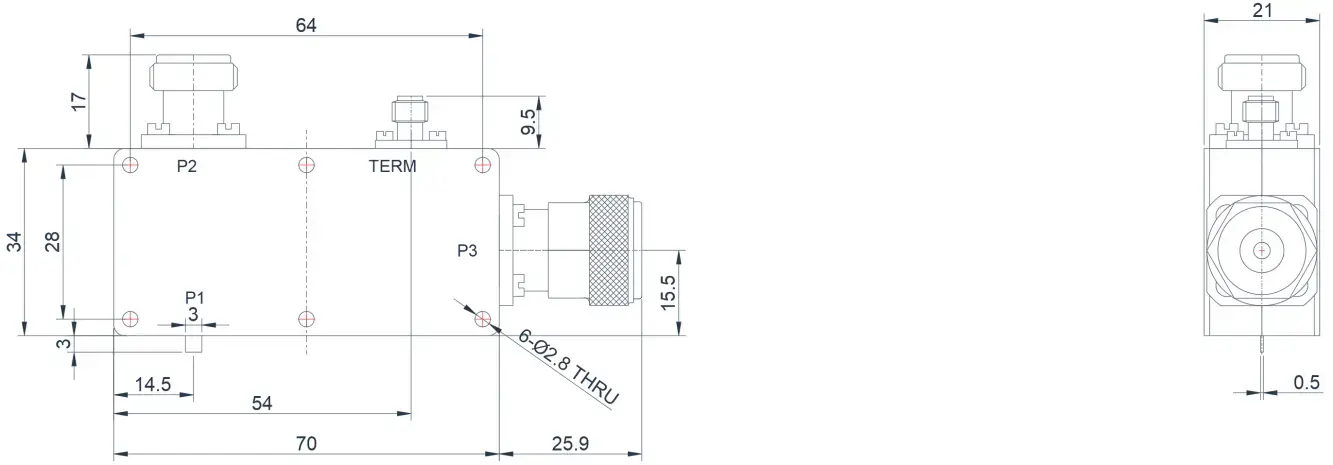 2.9~3.4GHz High Power Coaxial Dual-Junction Circulator Appearance