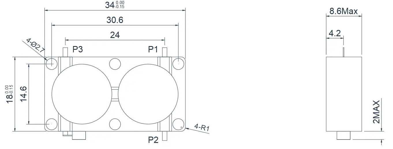 1.2~1.4GHz Typical Drop-in Dual-Junction Circulator Appearance