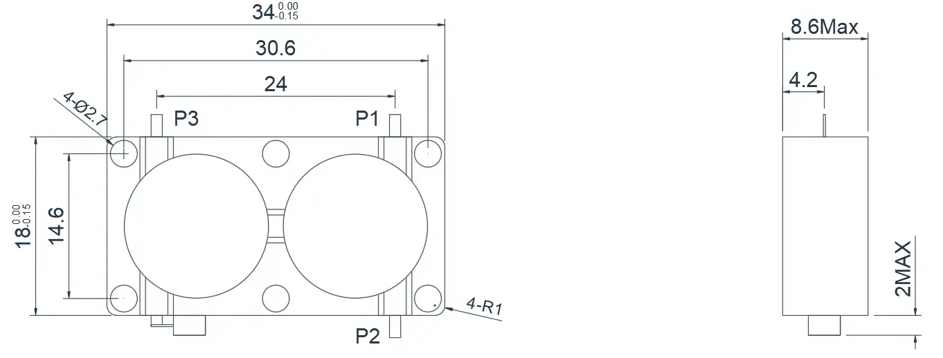 1.2~1.4GHz Typical Drop-in Dual-Junction Circulator Appearance