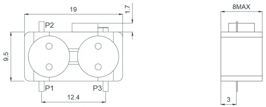 5.3~5.9GHz Typical Drop-in Dual-Junction Circulator Appearance