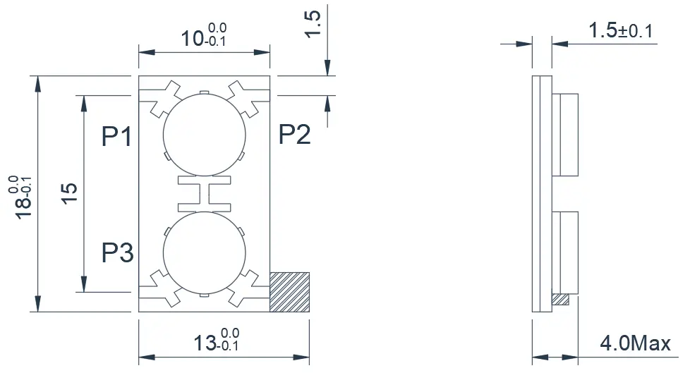 5.0~6.0GHz Typical Dual-Junction Microstrip Circulator Appearance