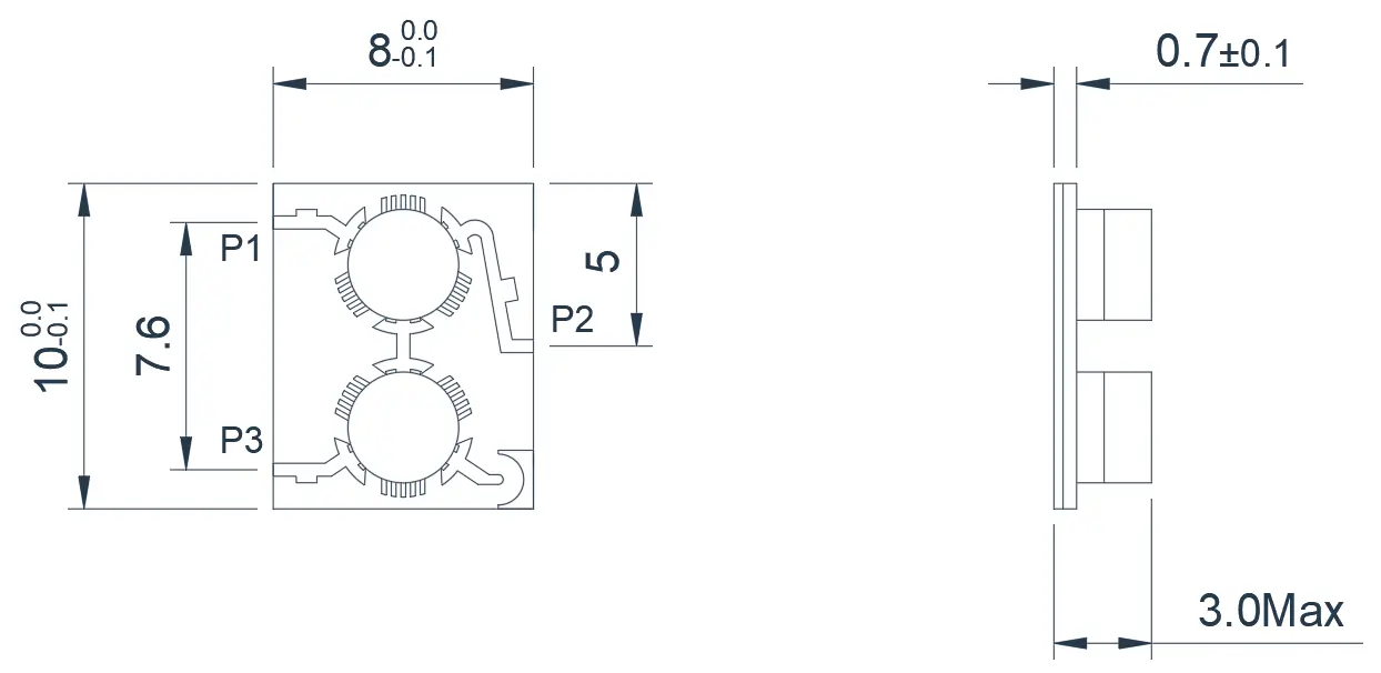 8.0~12.0GHz Typical Dual-Junction Microstrip Circulator Appearance