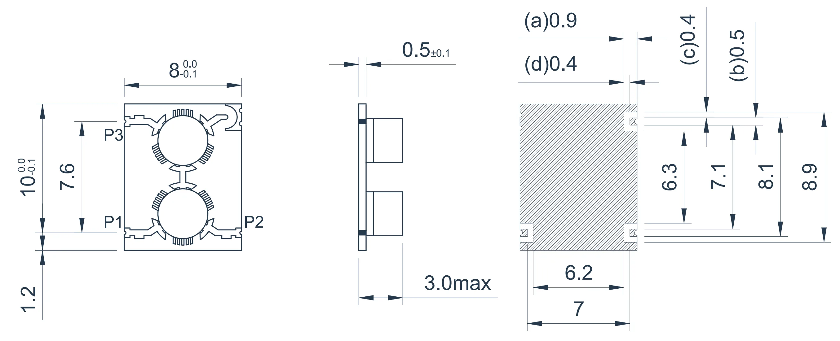 8.5-10.5GHz Dual-Junction Microstrip Circulator Specification Drawing