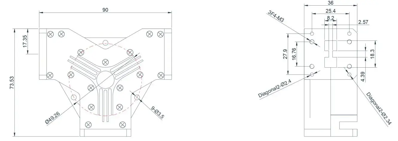 WRD650D28  Dual-Ridge Waveguide Circulator Appearance