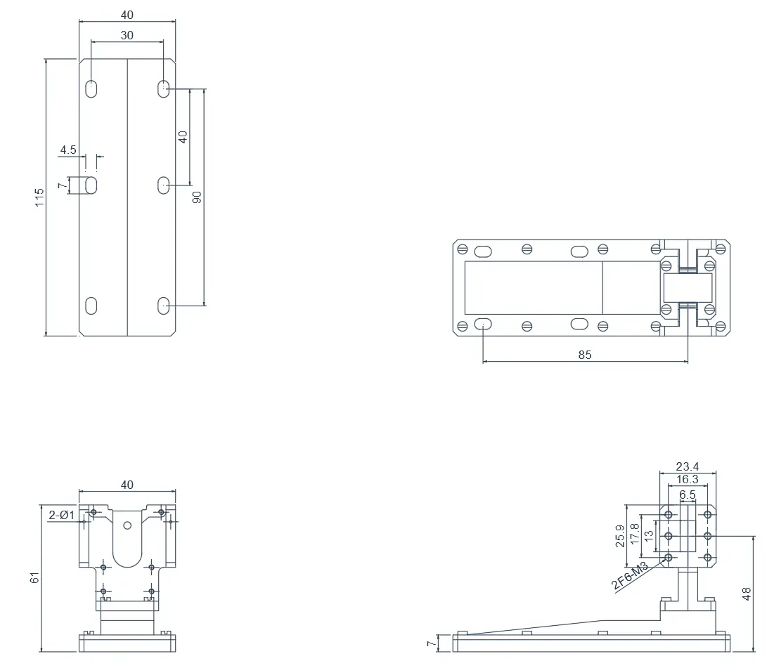 WR-22(19.4~21.4GHz)  High Power Waveguide Isolator Appearance